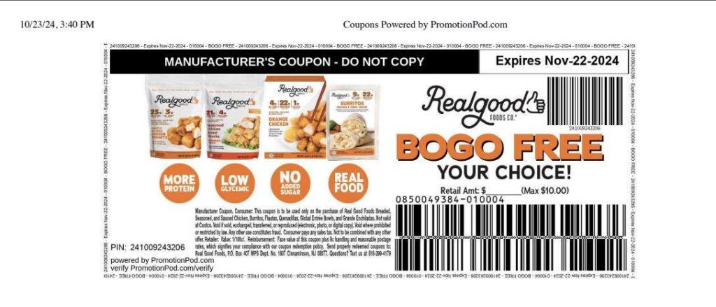 Free Real Good Foods Bogo Coupon - Buy On Get One Free (Working In 2025)